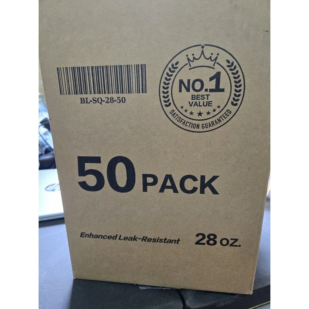 50 Set(100pcs)* 28 Oz Meal Prep Disposable Microwaveable Lunchbox Cont. W Lids